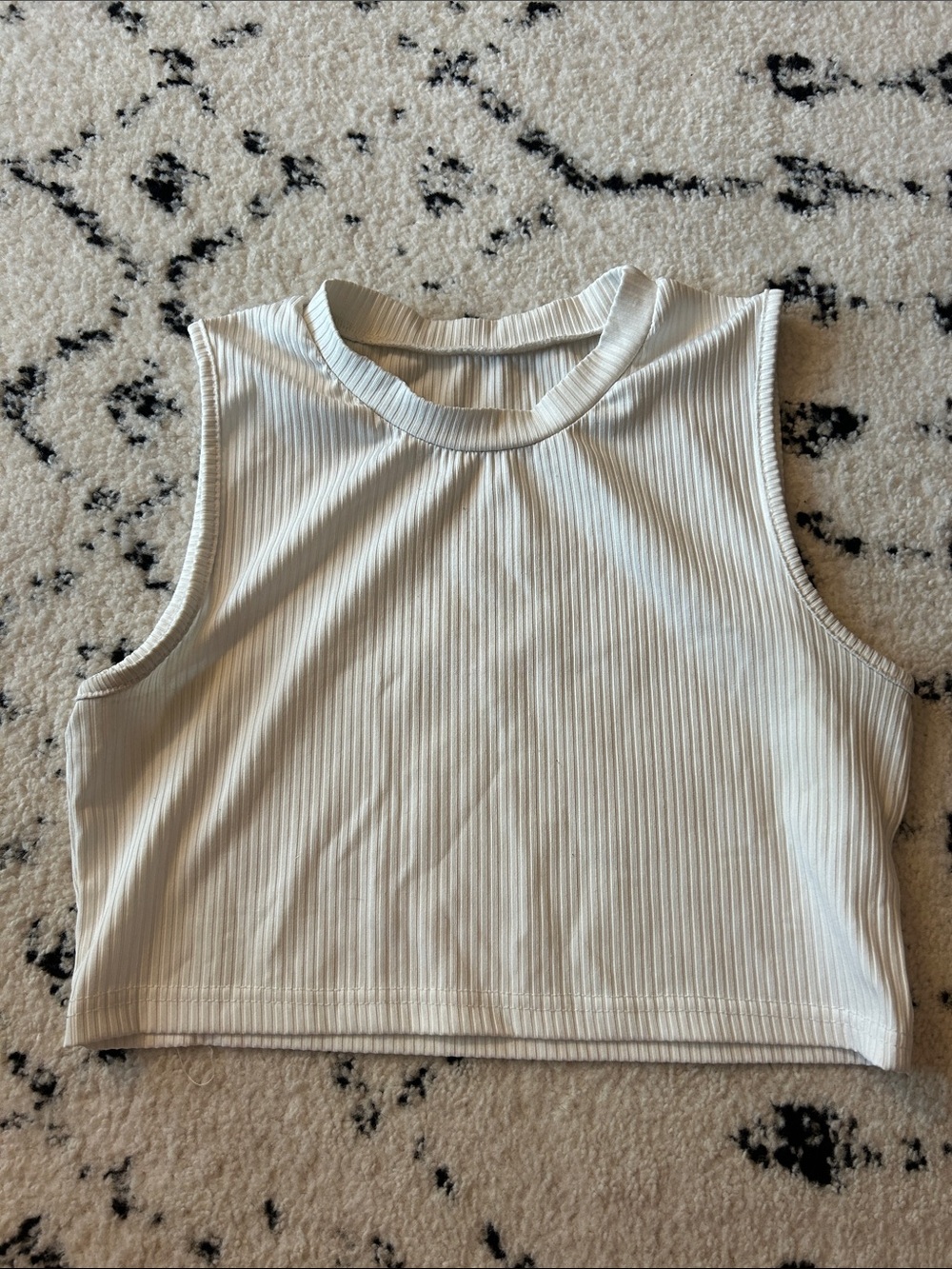 Source Unknown Ribbed Sleeveless Crop Top - Cream